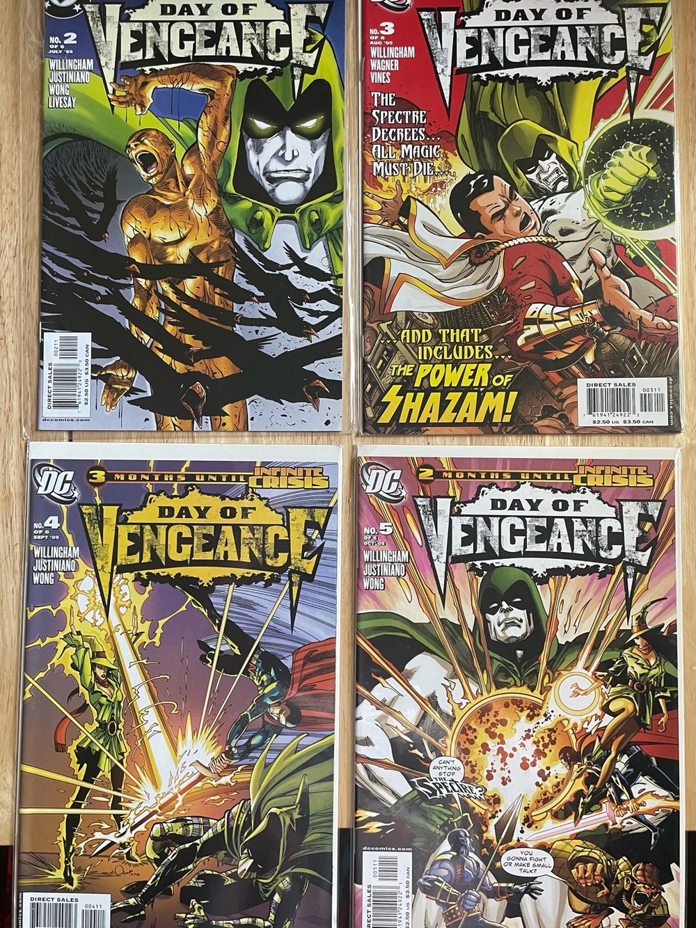 DC Day of Vengeance Comic Set - Green, Yellow, Red, Purple Covers